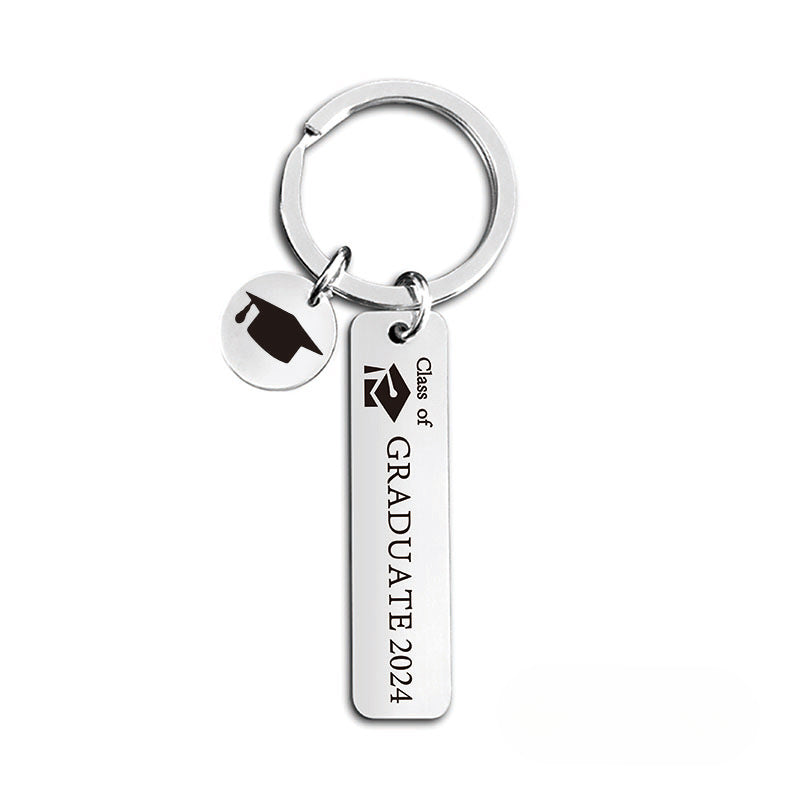 Wholesale 2024 Graduation Season Inspirational Phrases Square Stainless Steel Keychain ACC-KC-Ganggu013