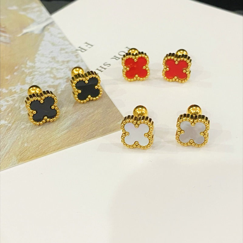 Wholesale Light Luxury Four-leaf Clover Earrings ACCVIP-ES-YZXW001