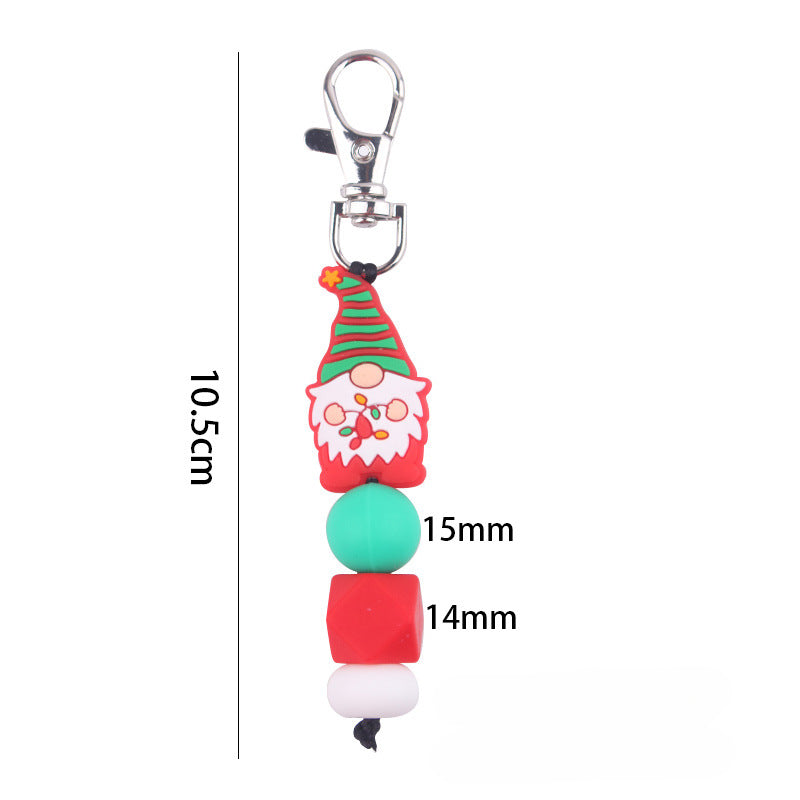 Wholesale Cartoon Christmas Silicone Beaded Keychain ACC-KC-GuangTian089