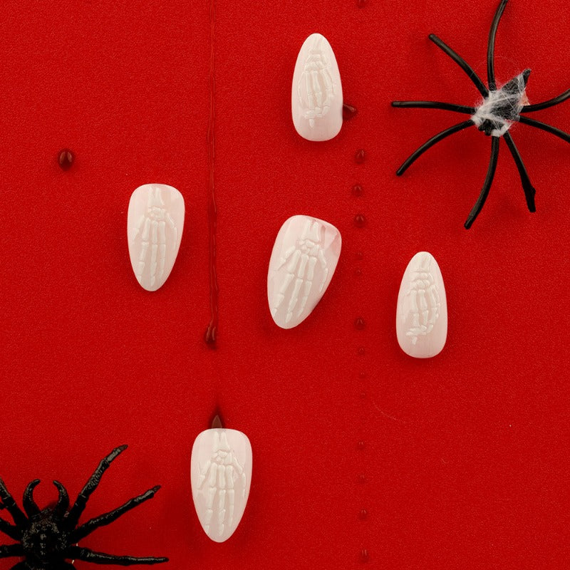 Wholesale 24 Pieces/box Solid Color Halloween Bone Nail Stickers ACC-NS-LeFan097