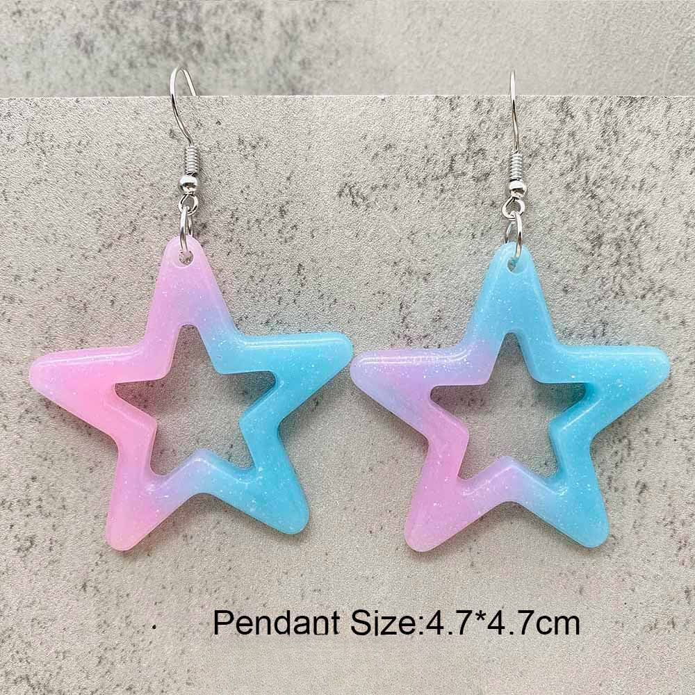 Wholesale Bright Hollow Colorful Five-pointed Star Acrylic Earrings ACC-ES-ChenY075