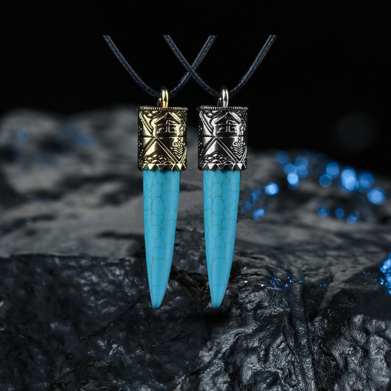 Wholesale Bohemian Turquoise Touching Gold Talisman Necklace ACC-NE-MiYi003