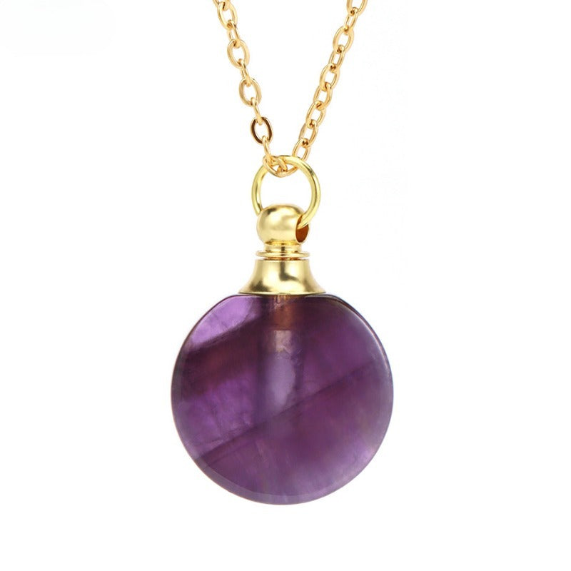 Wholesale Natural Stone Crystal Essential Oil Bottle Pendant Necklace ACC-NE-HuaiShe003