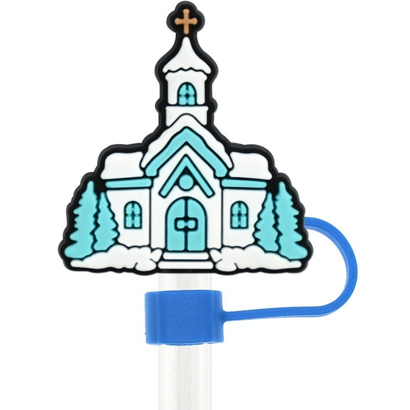 Wholesale Random 100pcs Cute Ice and Snow Series 10mm PVC Soft Straw Tube Cap  ACC-SCR-RYY109