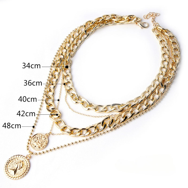 Wholesale Multi-layered Disc Head Pendant Necklaces Set ACC-NE-GaoTu001