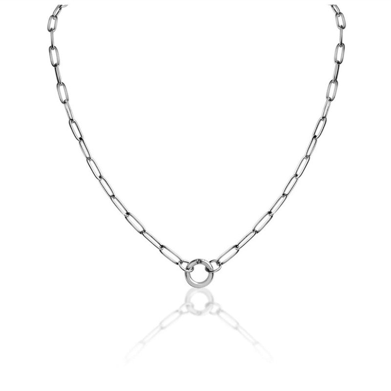 Wholesale Stainless Steel Paper Clip Circle Clavicle Necklaces ACC-NE-MS034