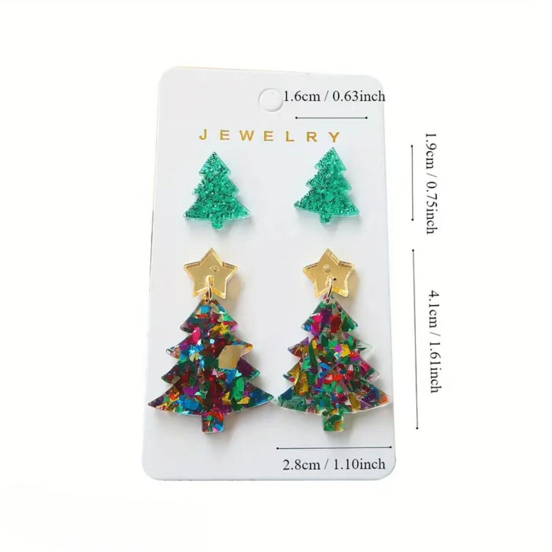 Wholesale Christmas Checkered Leopard Christmas Tree Print Acrylic Earrings Set ACC-ES-AnDao036