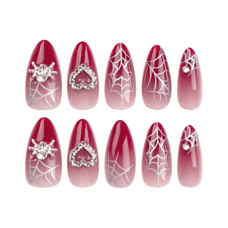 Wholesale 24 Pieces/box 3D Red Gradient Pearl Nails Kits Nail Stickers ACC-NS-LeFan259