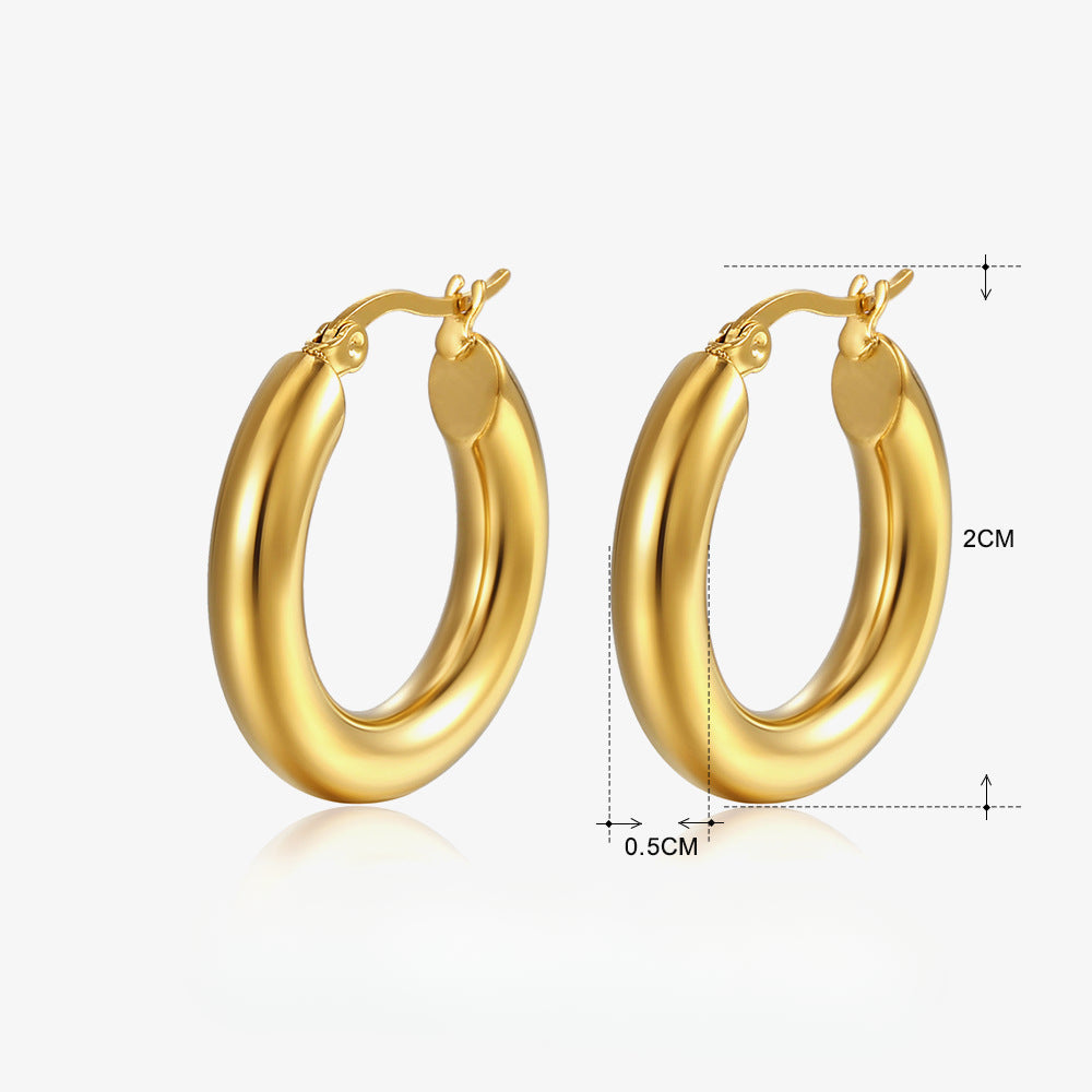 Wholesale Geometric Stainless Steel Earrings 18K Gold Plated Earrings Hoop Earrings ACC-ES-JiaLi004