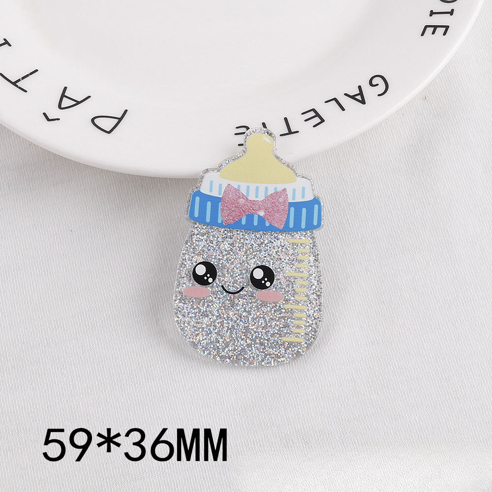 Wholesale 10pcs DIY Flatback Cartoon Acrylic Flatback Badge Reels Retractable Keychain DIY Accessories ACC-FK-OuYe001