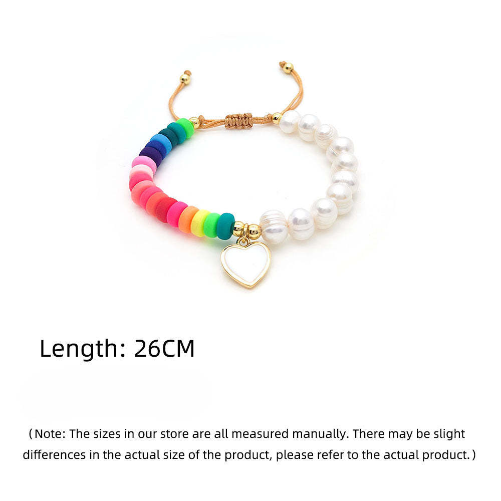 Wholesale Pearl Diy Handmade Beaded Rainbow Polymer Clay Beaded Bracelets ACC-BT-Qiqi015