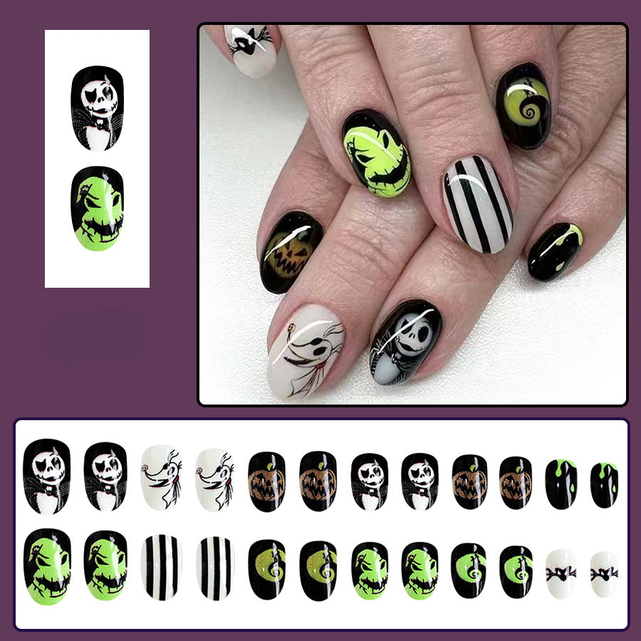 Wholesale 24 Pieces/box Halloween Press-on Nails Kits Nail Stickers ACC-NS-GuaiXL108