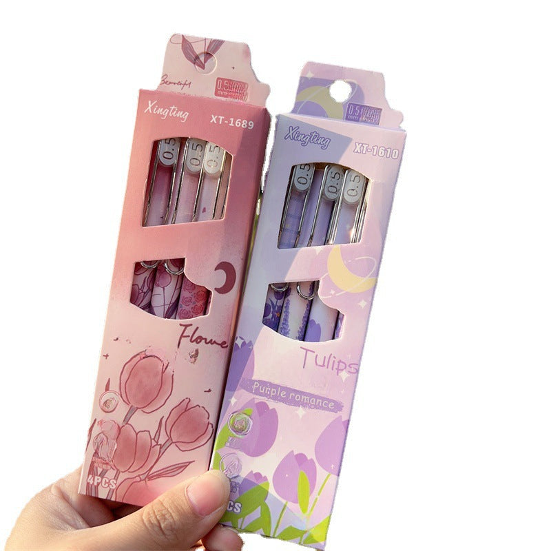 Wholesale Romantic Tulip Dark Night Rose Neutral Carbon Pen Stainless Steel ACC-PN-ShengJia001