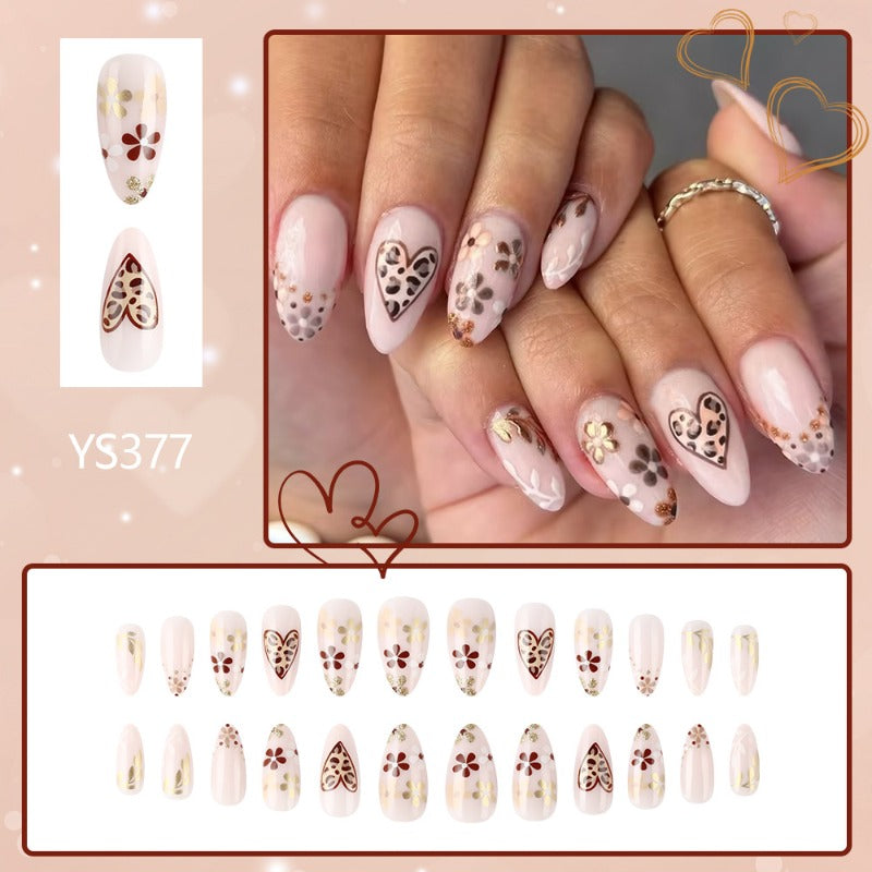 Wholesale 24 Pieces/box Valentine's Day Leopard Heart Nails Kits Nail Stickers ACC-NS-MiKe022