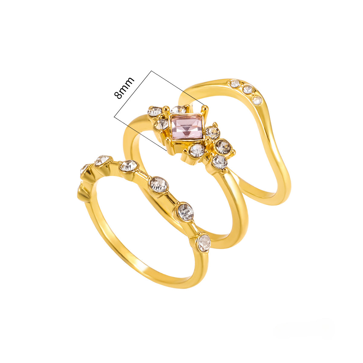 Wholesale Pink Diamond Three-piece Women's Ring Set ACC-RS-LR005