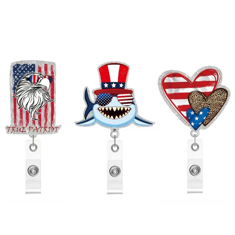 Wholesale Rainbow Flag Acrylic Patriotic Sunshine Retractable Badge Scroll Keychain ACC-KC-LingYu012