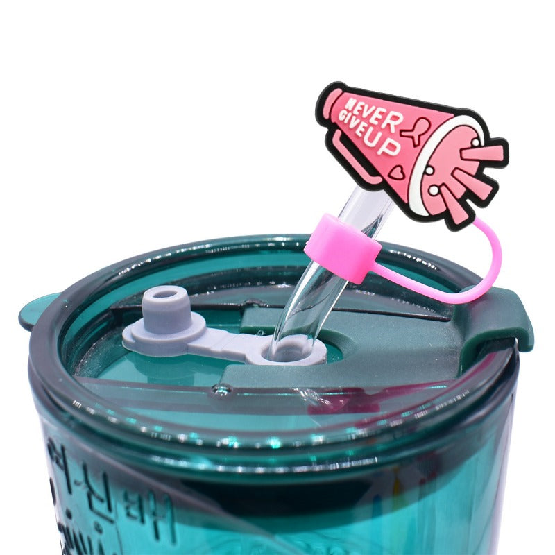 Wholesale Random 100pcs Pink Theme 10mm PVC Soft Straw Tube Cap  ACC-SCR-RYY112