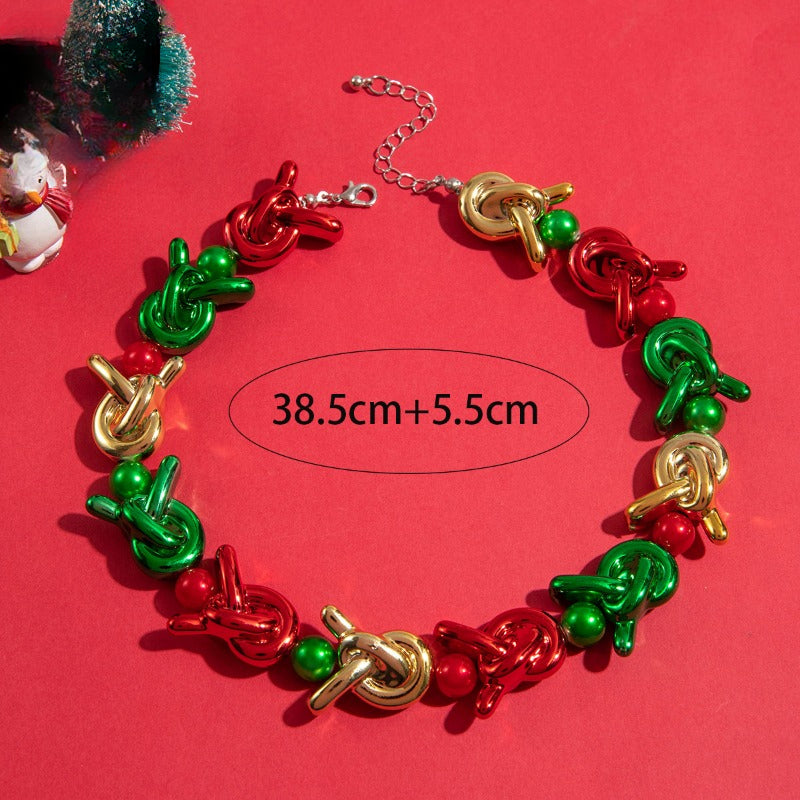 Wholesale Colorful Pumpkin Knotted Beaded Five-Pointed Star Christmas Necklace ACC-NE-YongGe013