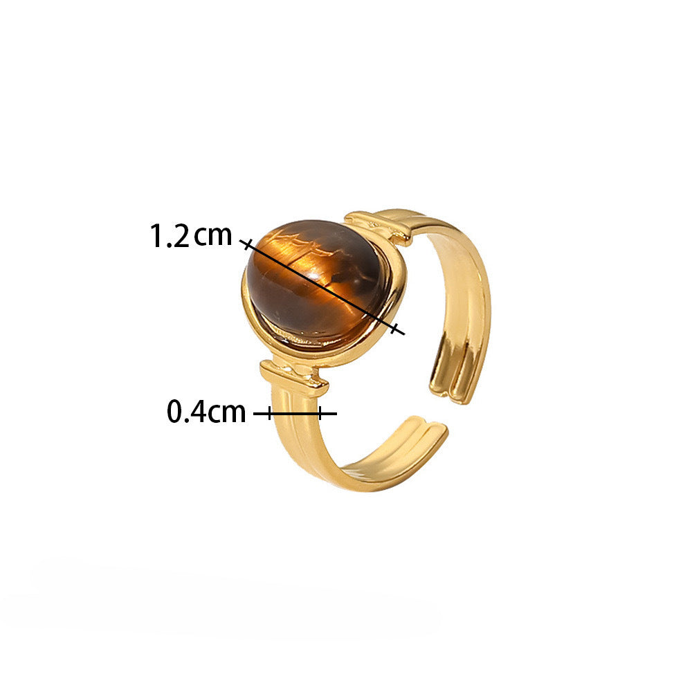 Wholesale Vintage Stainless Steel Ring 18k Gold Plated Natural Stone Rings ACC-RS-MuC003