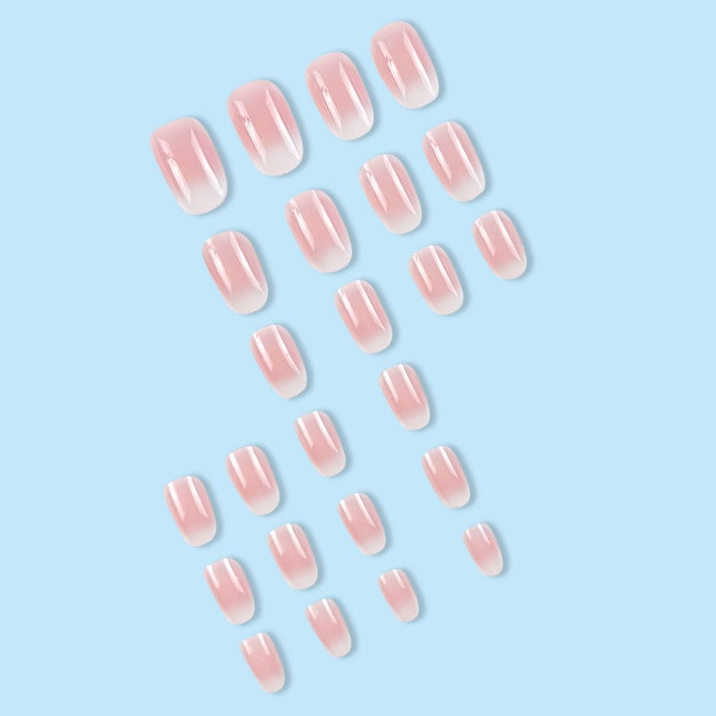 Wholesale 24 Pieces/box Pink and White Gradient Nails Kits Nail Stickers ACC-NS-QXJ018
