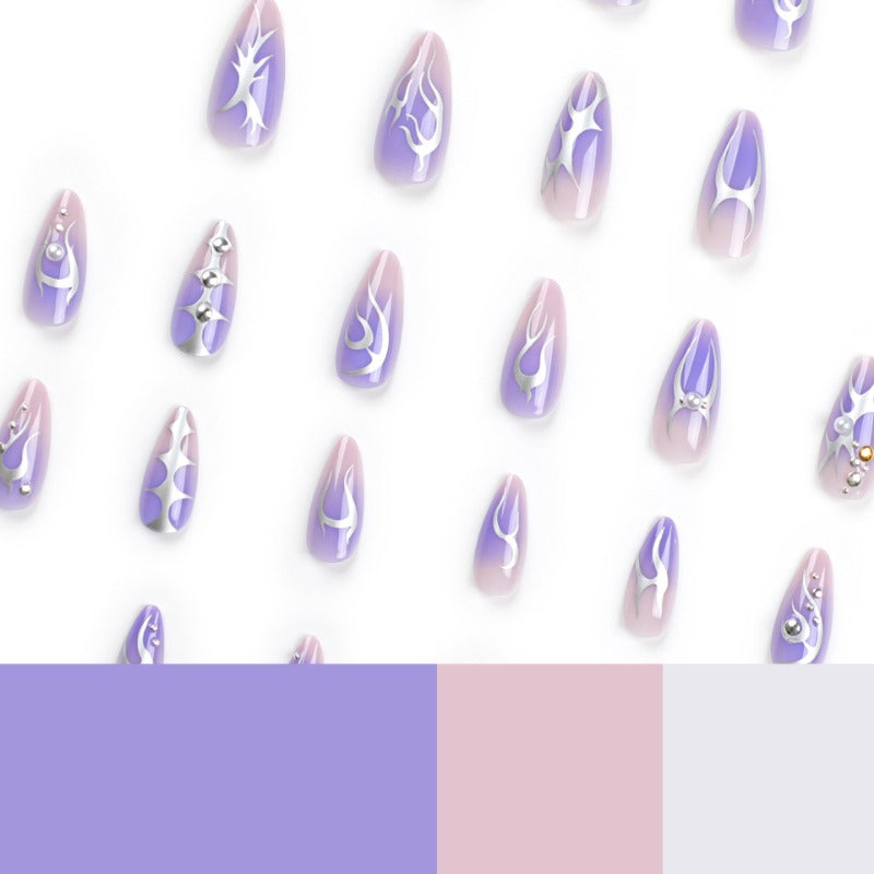 Wholesale 24 Pieces/box Flame Press-on Nails Kits Nail Stickers ACC-NS-LeFan099