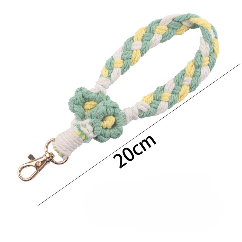 Wholesale Handmade Woven Flower Cotton Rope Lanyard Keychain ACC-KC-GuangTian079