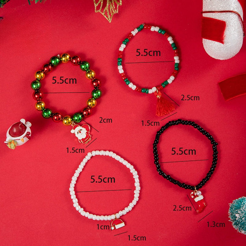 Wholesale Christmas Jewelry Cute Bell Elk Snowman Bracelet Set ACC-BT-YongGe007