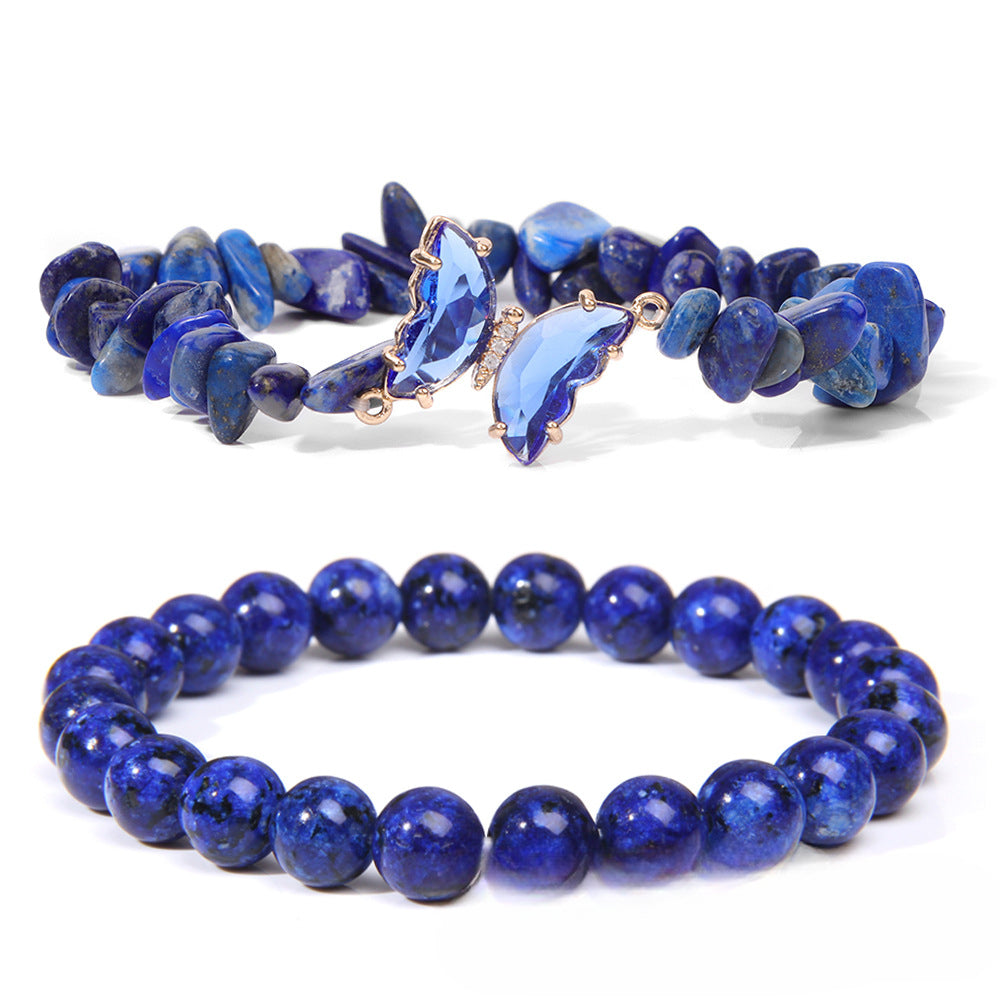 Wholesale Natural Stone Bracelet Amethyst Gravel Double Layer Lapis Lazuli Jewelry ACC-BT-GEB005