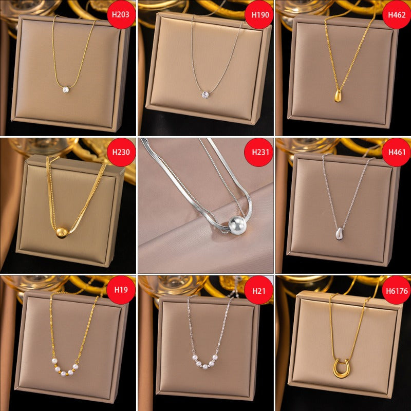 Wholesale Titanium Steel Necklace Light Luxury Love Necklace ACC-NE-Qinji001