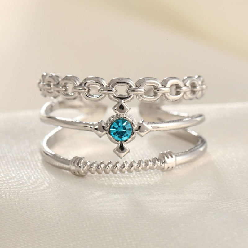 Wholesale Line Ring Micro-Inlaid Zirconia Stainless Steel Open Rings  ACC-RS-TaiMei005