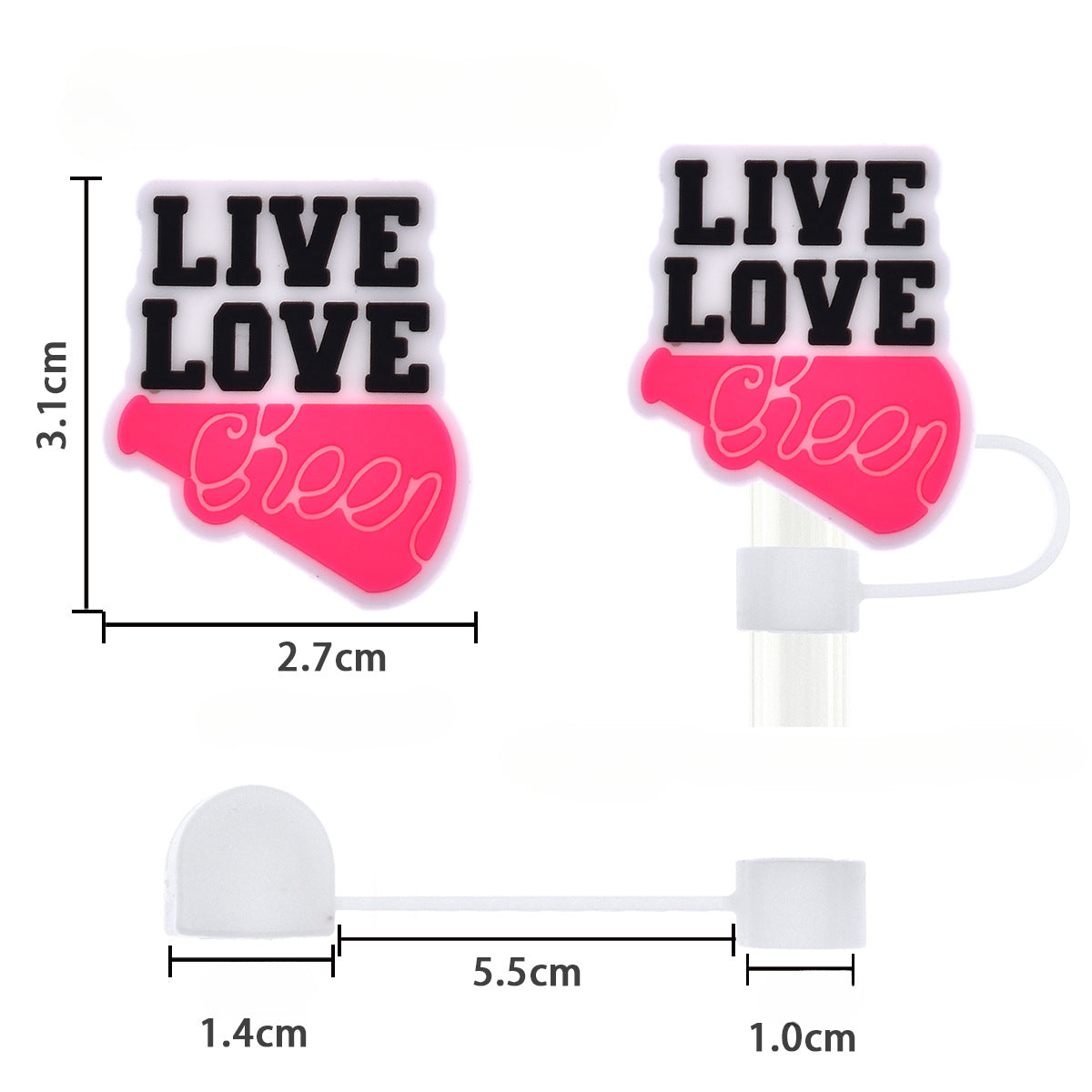 Wholesale Random Color 100pcs Cheerleading MOM Straw Tube Cap 10mm Soft Glue Straw Decoration Straw Cover ACC-SCR-RYY026