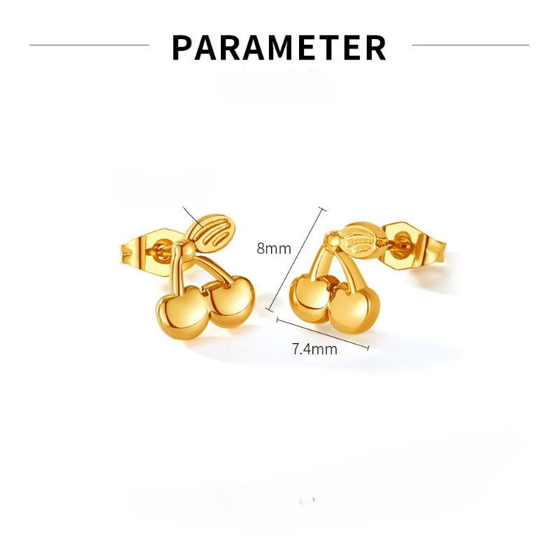 Wholesale Stainless Steel Simple Delicate Cherry Earrings ACC-ES-OPK001