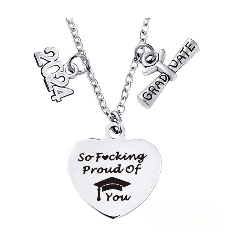 Wholesale Love Pendant 2024 Graduation Season Gift Titanium Steel Necklace ACC-NE-Ganggu001