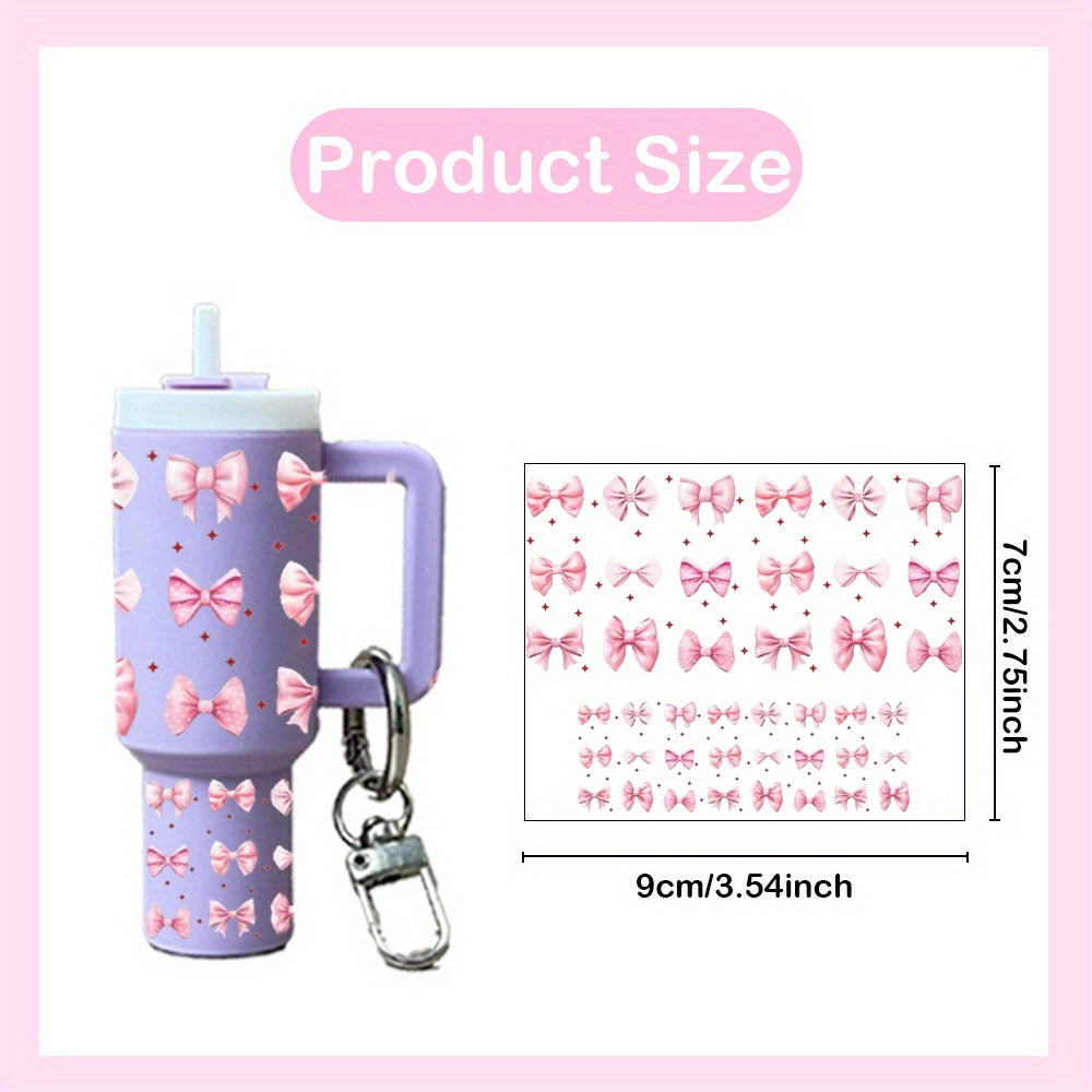 16pcs Bow Theme UV DTF Wraps Rub on Transfer Stickers for Mini Tumbler Cup Keychains Accessories DIY Gift Cup Sticker Gift