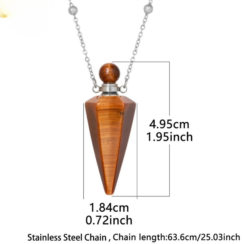Wholesale Natural Stone Crystal Stone Hexagonal Column Perfume Bottle Necklace ACC-NE-HuaiShe002