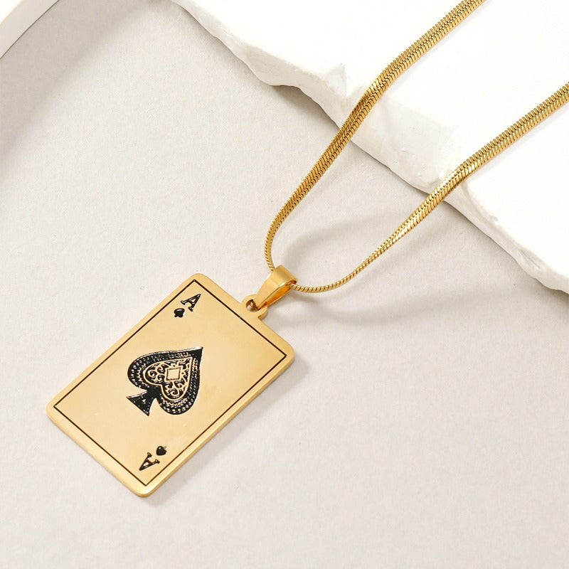 Wholesale Stainless Steel Hollow Jewelry Square Playing Card Necklaces ACC-NE-WangG003