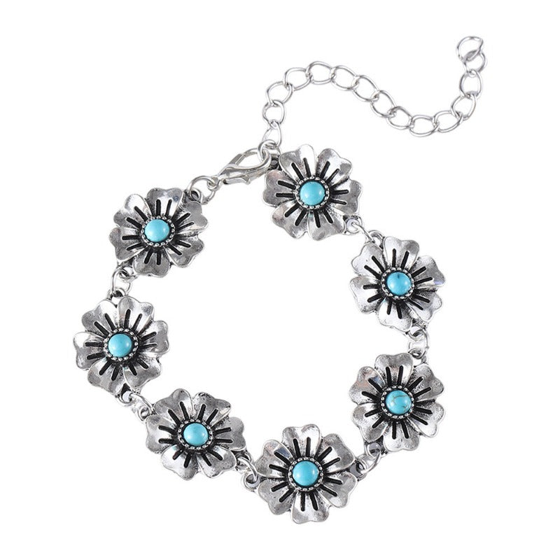 Wholesale Vintage Small Flower Turquoise Bracelet Earrings ACC-BT-zhiyu005