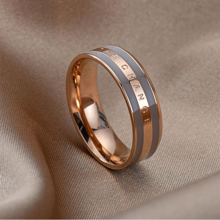 Wholesale 18K Rose Gold Oil Drop Ceramic Titanium Steel Rings ACC-RS-Hengx002