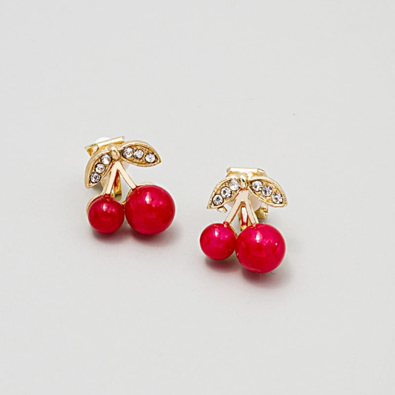 Wholesale Cute Diamond Red Cherry Earrings ACC-ES-MDD084