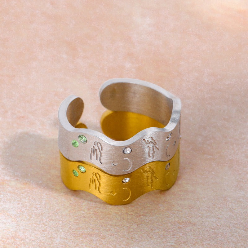 Wholesale Stainless Steel Open 18K Gold Ring ACC-RS-XuanChi001