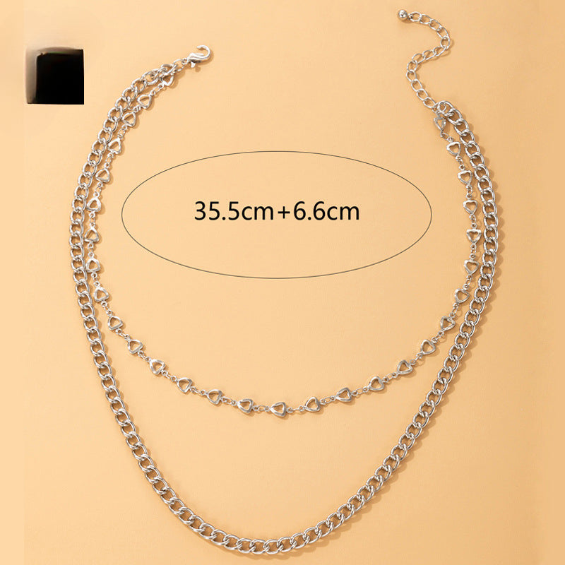 Wholesale Silver Love Punk Style Valentine's Day Double Sweater Chain ACC-NE-YongGe024