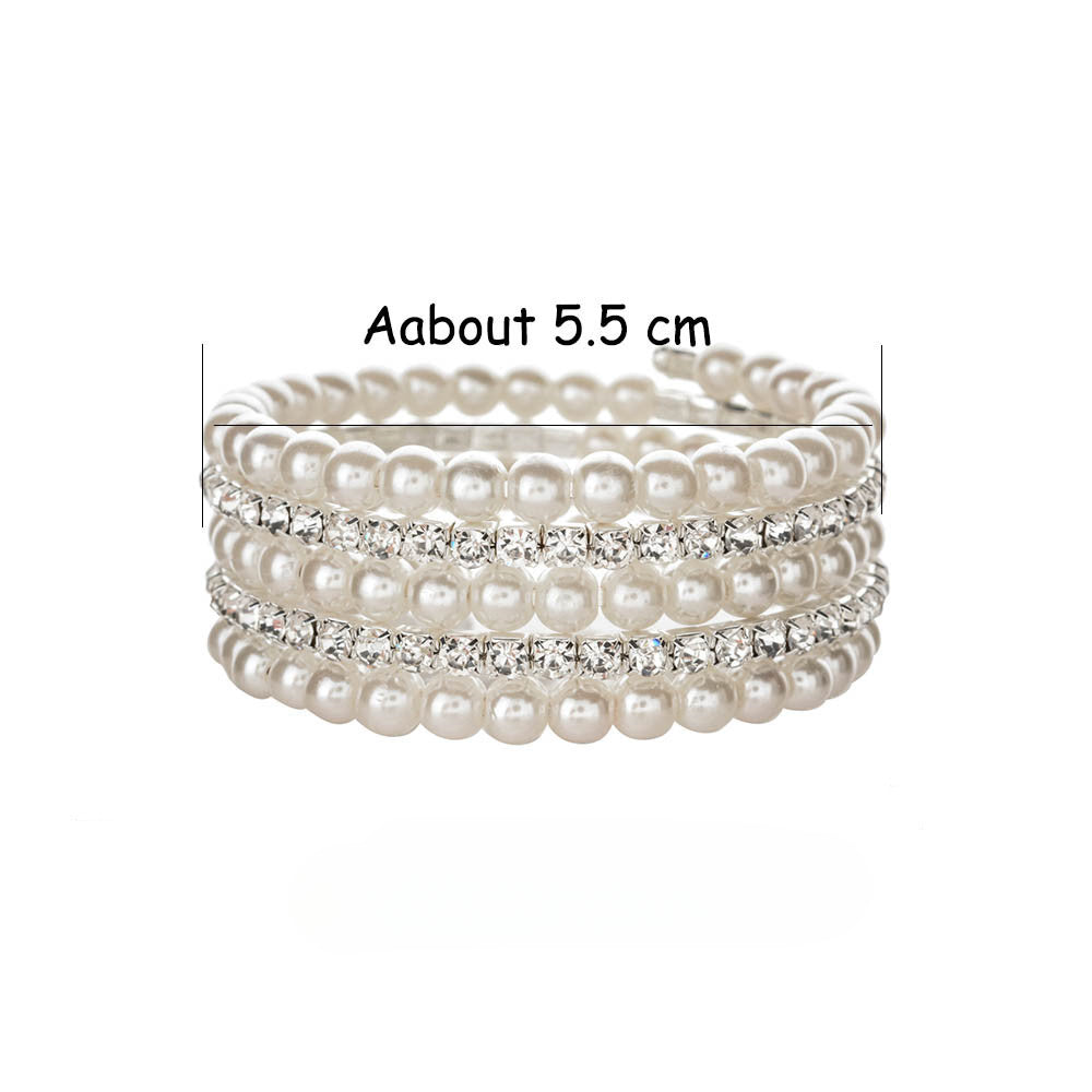 Wholesale Wire Bracelet Elastic Wire Bracelet Multi-layered Pearl Rhinestone Bracelet ACC-BT-Zheq004