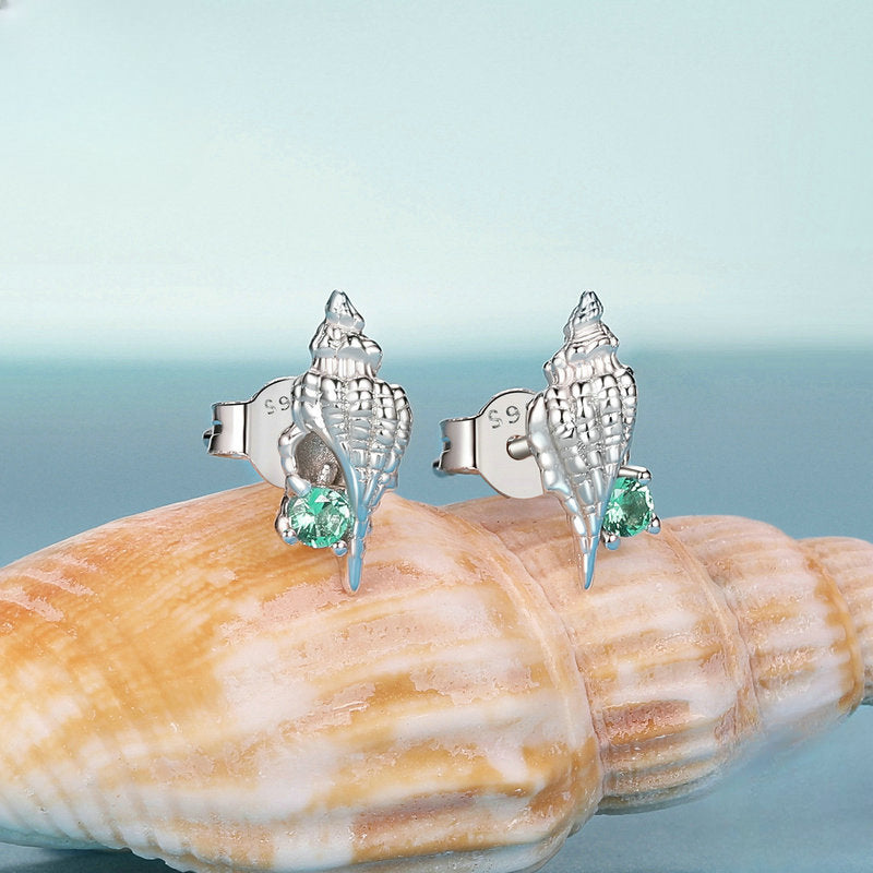Wholesale Platinum-plated Conch Earrings Ocean Style S925 Sterling Silver Earrings ACC-ES-Yinzhiyun002