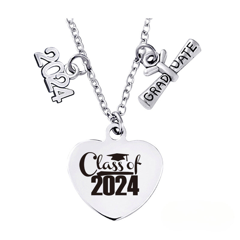 Wholesale Love Pendant 2024 Graduation Season Gift Titanium Steel Necklace ACC-NE-Ganggu001