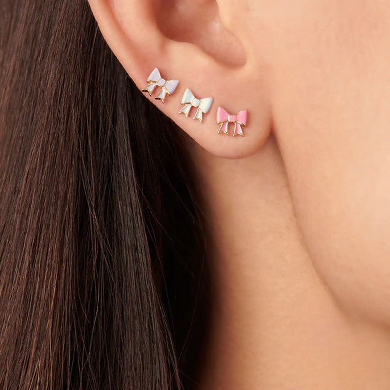 Wholesale S925 Sterling Silver Bow Color Stud Earrings Bow Earrings ACC-ES-KaNaier002