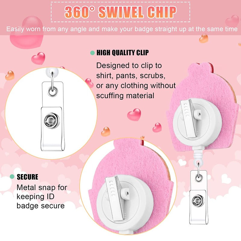 Wholesale Acrylic Glitter Embroidery Love Telescopic Rotating Badge Keychain ACC-KC-QiDing015