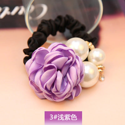 Wholesale Pearl Rose Flower Hair Accessories Camellia Hair Rope Hair Scrunchies ACC-HS-CMi002