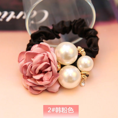 Wholesale Pearl Rose Flower Hair Accessories Camellia Hair Rope Hair Scrunchies ACC-HS-CMi002