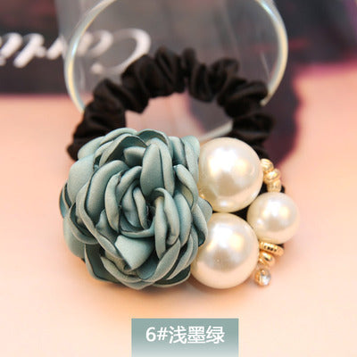 Wholesale Pearl Rose Flower Hair Accessories Camellia Hair Rope Hair Scrunchies ACC-HS-CMi002