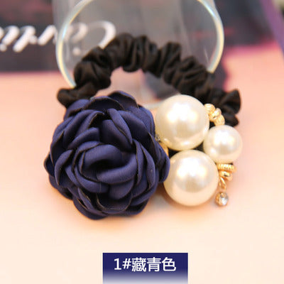 Wholesale Pearl Rose Flower Hair Accessories Camellia Hair Rope Hair Scrunchies ACC-HS-CMi002